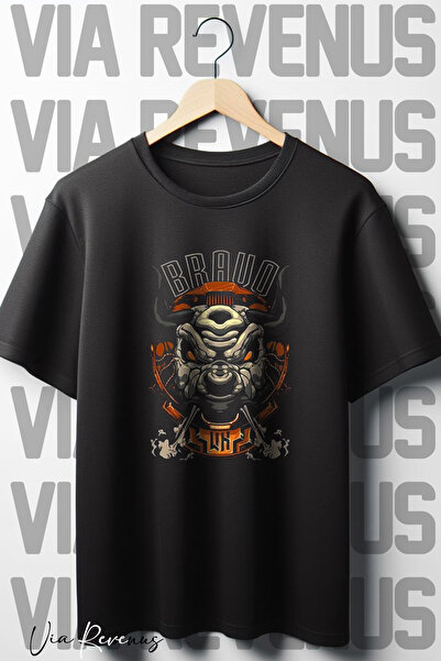 Vordevia Bravo tim Štampano crna Oversize kroj T-shirt - okrugla kragna