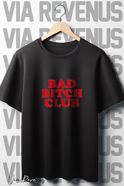 Vordevia Μπλουζάκι Bad B*tch Club με εμπριμέ μαύρο oversize - Crew Neck