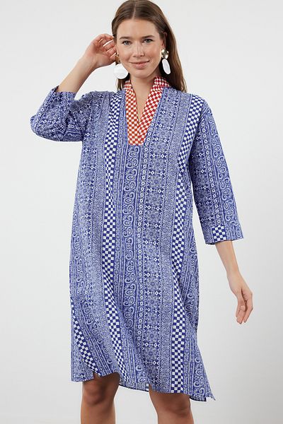 Trendyol Collection Ethnic Patterned Midi Beach Dress - 100% Cotton TBESS24EL00147