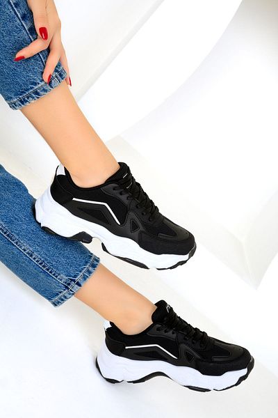 SOHO Schwarz-weiße Damen Sneakers 18148
