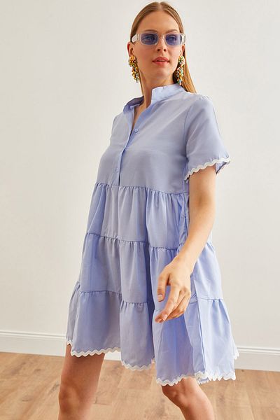 Olalook Μίνι Baby Blue φόρεμα με βελτιωμένη λεπτομέρεια και κουμπιά ELB-19002194