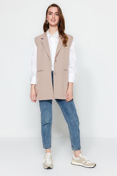 Trendyol Modest Gefütterte, steinerne Weste mit Knopfverschluss TCTSS23YL00022