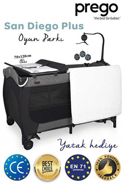 Prego San Diego Orginal Oyun Parkı Gri 8029 - Yatak Hediyeli