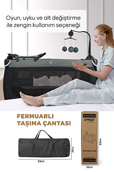 Prego San Diego Orginal Oyun Parkı Gri 8029 - Yatak Hediyeli