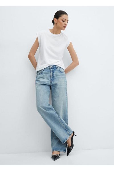MANGO Woman Tricou din bumbac cu guler rotund