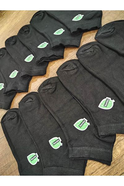 Leement socks Унисекс детски къси летни чорапи от бамбук, 12 чифта, черни