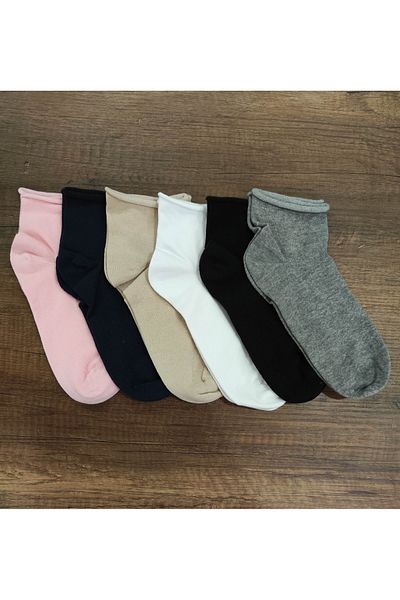 Leement socks Дамски чорапи за диабетици - 6 чифта средни маншети, безшевен пениран памук, без ластик