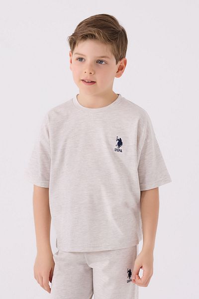 U.S. Polo Assn. بدلة برمودا بنية للأولاد