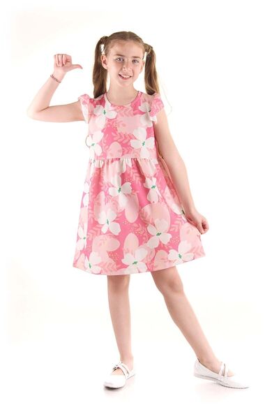 AHENGİM Dívčí šaty s květinovým vzorem - Ak2441