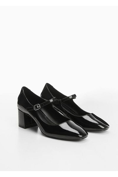 MANGO Woman Pantofi cu toc din piele lăcută - Design care arată