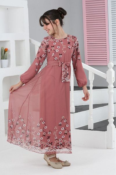 Asortix Fete - Rochie lungă cu imprimeu floral elegant și confortabil