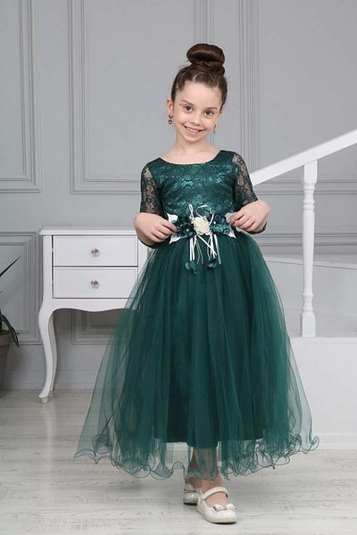 Asortix Girl's Lace Guipure Embellished Tutu Dress