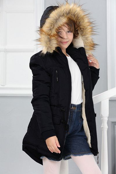 Asortik Kids Girl's Water and Windproof Winter Long Jacket Coat