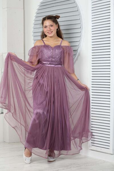 Asortik Kids Kız Çocuk Uzun Abiye Elbise Mezuniyet Kıyafeti