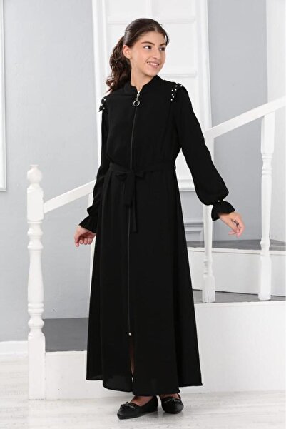 Asortik Kids Kız Çocuk iç göstermeyen Uzun Tesettür Ferace Elbise