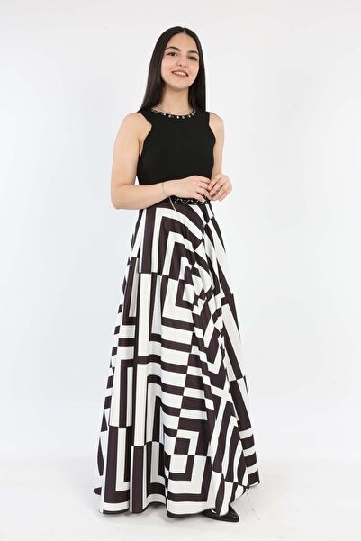 Asortix Kız Çocuk Abiye Tafta Kumaş Kolsuz Zarif Gece Düğün Balo Mezuniyet Abiye Elbise Kostüm