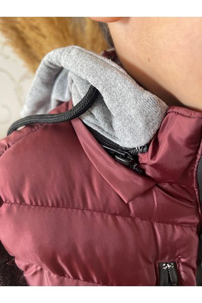 Asortik Kids Детски пухен елек Asortik с качулка от влакна, водоустойчив и пълнеж от влакна