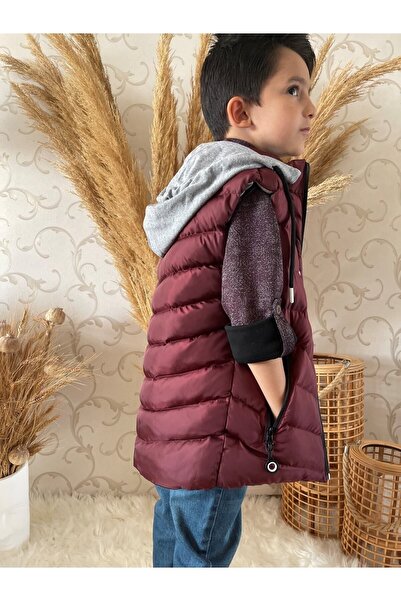 Asortik Kids Asortik Children's Fiber Hooded Water Resistant Fiber Filled Inflatable Vest