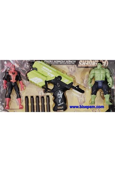 Cangoo Spiderman And Hulk Nerf Gun 3-Piece Set Toy Spiderman And Hulk Figure Toys