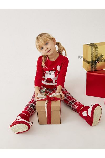 LC Waikiki Printed Long Sleeve Crew Neck Pajama Set for Baby Girl