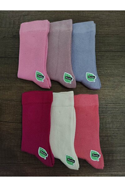 Leement socks Çocuk 6 Çift Dikişsiz Bambu Soket Çorap Okul Çorabı Konç Uzun