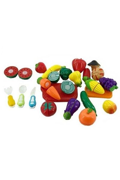Birlik Oyuncak 33 Piece Toy Fruit Vegetable and Cutting Set