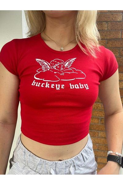 Touz Moda Y2k Be My Valentine - Red Crop Blouse, Girl Printed