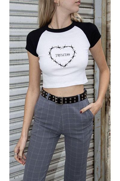 Touz Moda Y2k Princess Raglan Sleeve White Crop
