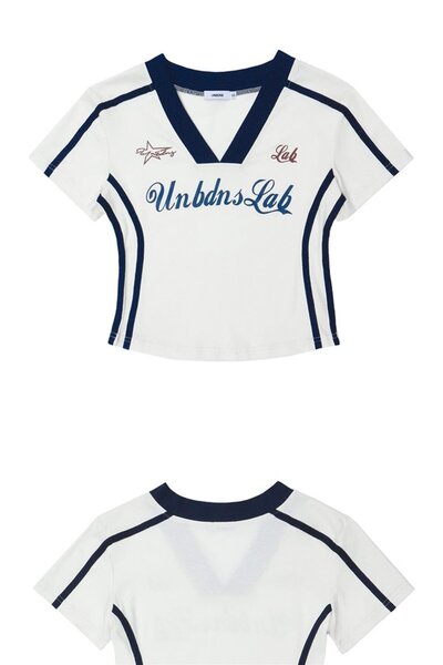 Touz Moda Y2k V-Neck Striped White Crop