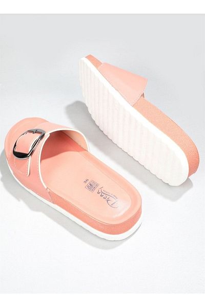 Pienn Women's Orthopedic Soft Fuspet Salmon Buckle Slippers