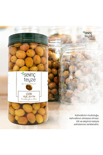Organik Teyze Sevinç Teyze Çizik Yeşil Zeytin 1 Kg