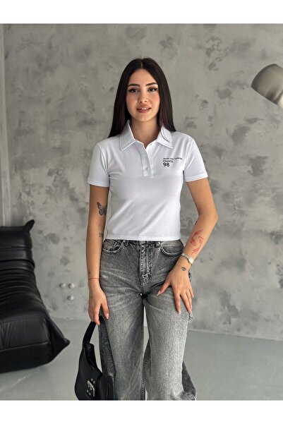 Noa Noa Μπλουζάκι Crop με λεπτομέρεια με γιακά με κουμπιά