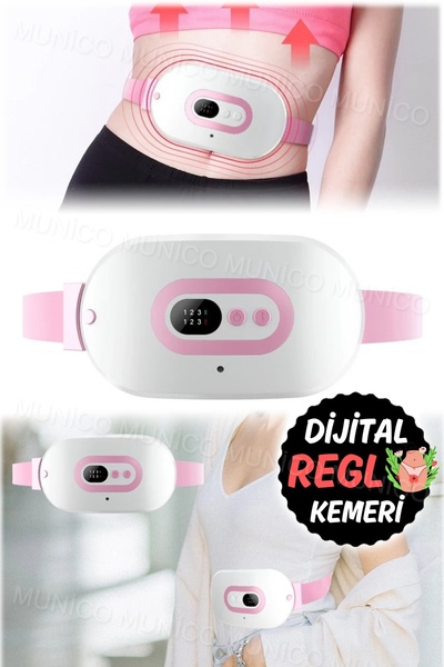 Munico Kademeli Titreşimli ve Isı Veren Şarjlı Masaj Kemeri Regl İçin Bele Ta...