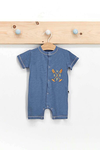 U.S. Polo Assn. U.s. Polo Assn Lisanslı Açık Indigo Erkek Bebek Kısa Kol Tulum