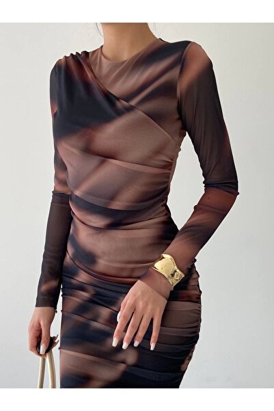 SONREİR NOU CĂPTĂTURĂ DE SEZON - STRAPLEZ - MÂNĂCĂ SINGĂ - MODEL NU - FLOARE - ROCHIE DE MĂRI MIDI DE TUL CU MOLAN TRANDIDARI