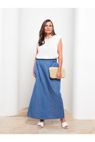 LC Waikiki Fustă de blugi pentru femei Lcw Grace cu talie elastică