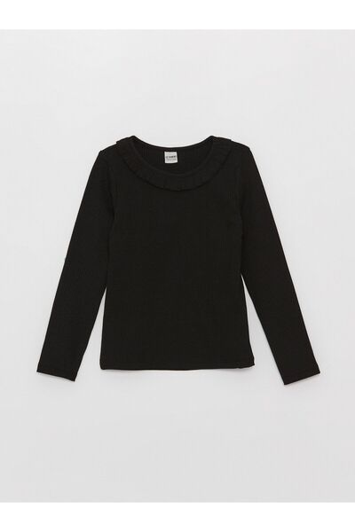 LC Waikiki Момичешка тениска с дълги ръкави и кръгло деколте