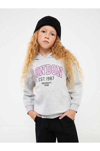 LC Waikiki Girls' Hoodie - Long Sleeve, Printed