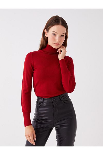 LC Waikiki Turtleneck Women's Knitwear Sweater - Solid Long Sleeve