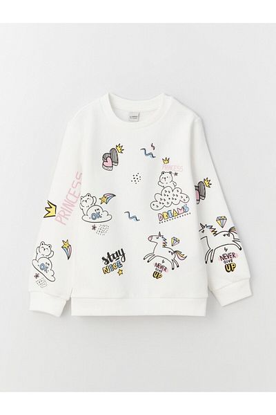 LC Waikiki Crew Neck – dívčí mikina s dlouhým rukávem s potiskem
