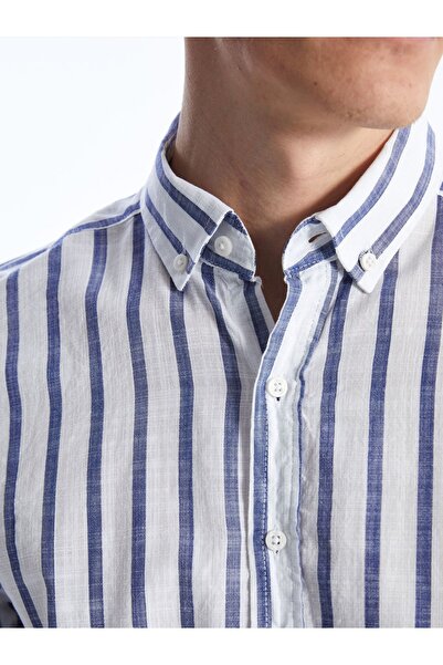 LC Waikiki Ανδρικό μακρυμάνικο πουκάμισο από ποπλίνα με λεπτή εφαρμογή