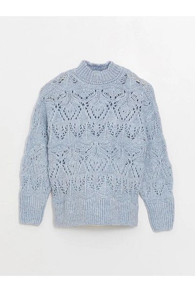 LC Waikiki LCWAIKIKI Maternity Half Turtleneck Openwork Long Sleeve Maternity Knitwear Sweater