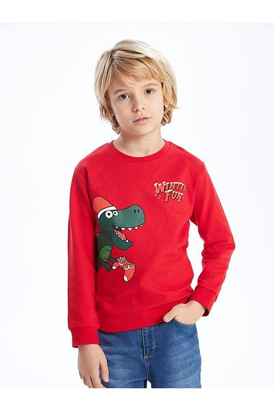 LC Waikiki Lcw Kids Crew Neck Christmas Themed Long Sleeve Boy Sweatshirt