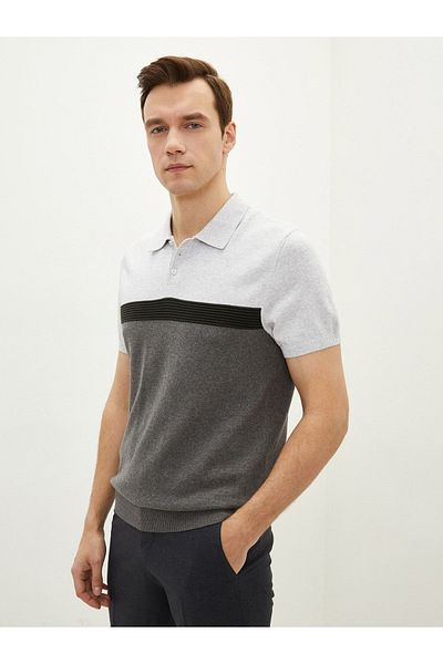 LC Waikiki Pulover pentru bărbați cu dungi cu gât polo - mânecă scurtă