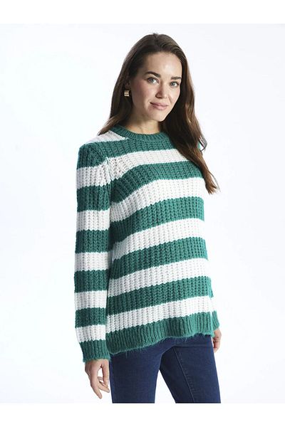 LC Waikiki Maternity Crew Neck Color Blocked Long Sleeve Maternity Knitwear Sweater