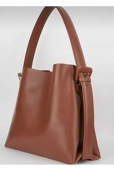 Mercan Stores Women's Tan Color Buckle Detailed Large Shopper Bag