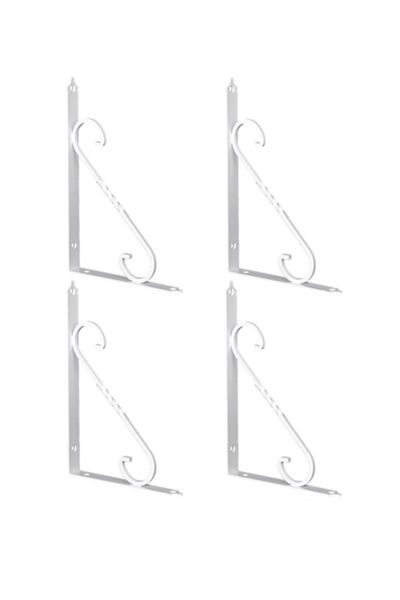 Flore 4 Adet Renk Seçenekli Beyaz 23x15.5 Ferforje Raf Altı Metal L Ayak