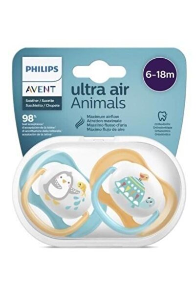 Philips Avent Scf080/70 Ultra Air Animals Pacifier 6-18 Months Male Set of 2