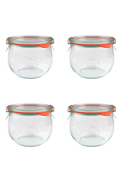 Weck Tulip Type Jar Glass Storage Container 580 ml (4 Pieces)