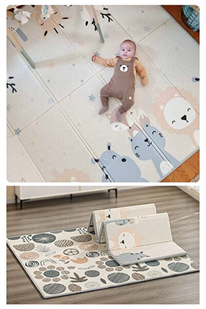 Tummymat Pastel Friends Çift Taraflı Katlanabilir Oyun Matı | Taşınabilir Bebek Oyun Halısı 200cmx180cmx1,5cm